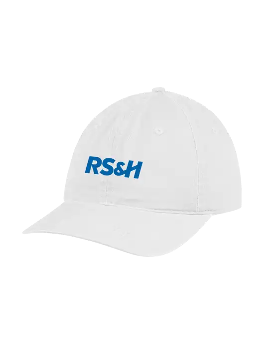 Garment Washed Unstructured Twill White Cap w/RS&H Logo