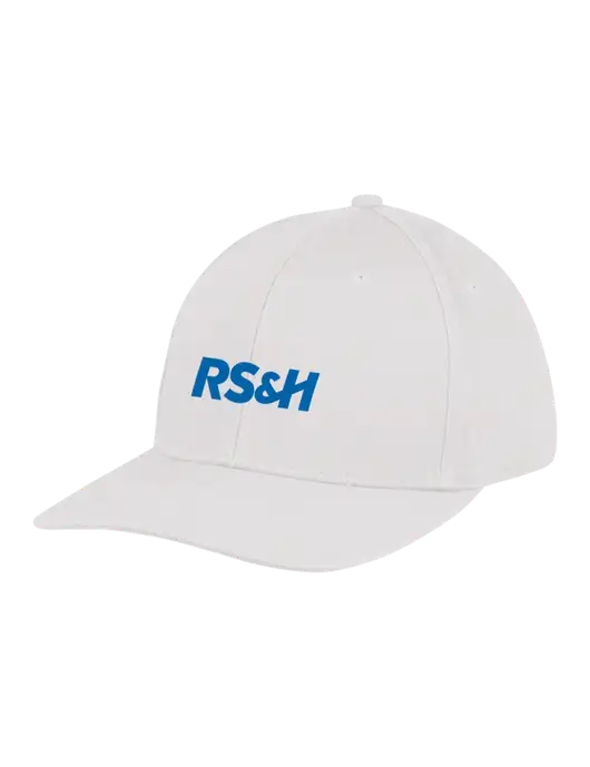 Premium Modern Structured Twill White Snapback Cap w/RS&H Logo