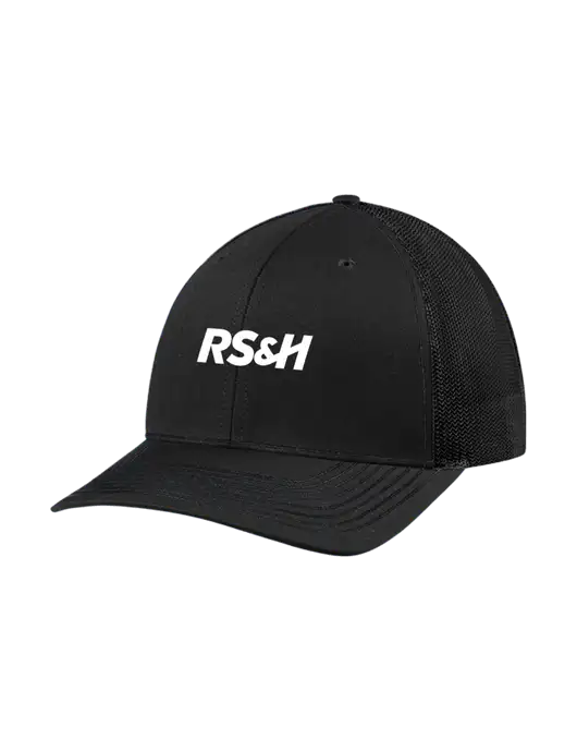 Richardson Adjustable Snapback Original 112 Trucker Cap Black w/Black Mesh w/RS&H Logo