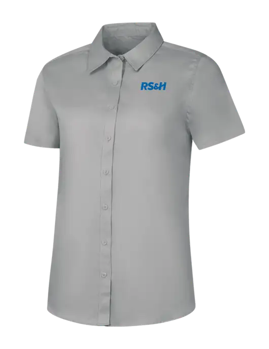 Womens Light Grey Short Sleeve Superpro React Twill Shirt w/RS&H Logo
