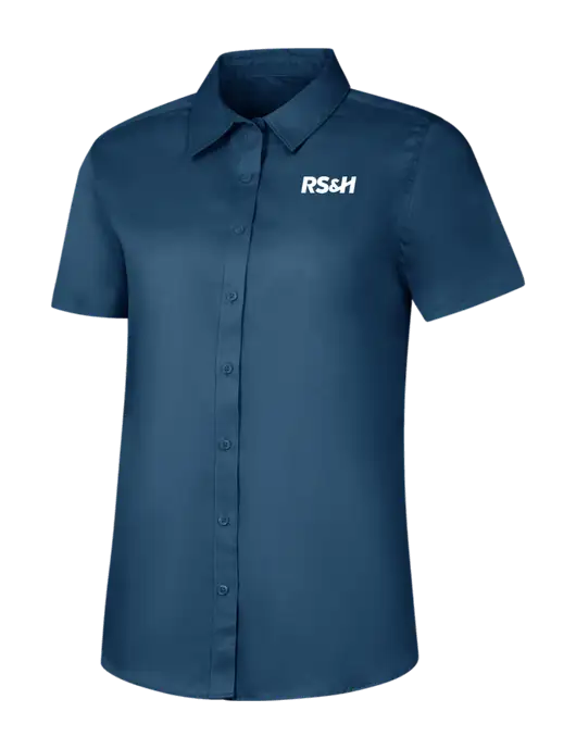 Womens Light Navy Short Sleeve Superpro React Twill Shirt w/RS&H Logo
