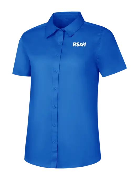 Womens Short Sleeve Royal Blue Superpro React Twill Shirt w/RS&H Logo
