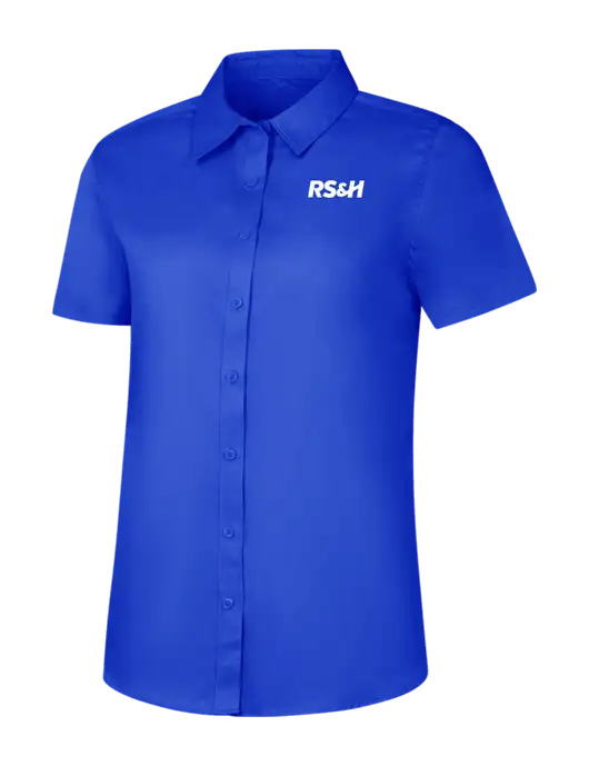 Womens Short Sleeve Dark Royal Superpro React Twill Shirt w/RS&H Logo