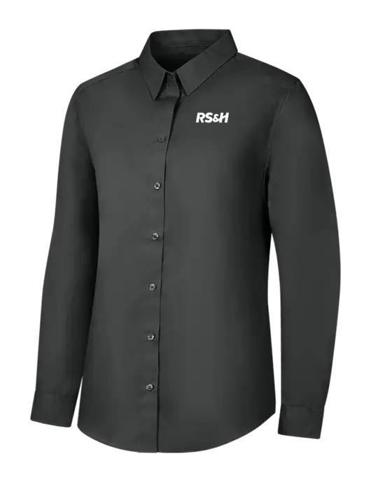 Womens Dark Grey Long Sleeve Carefree Poplin Shirt w/RS&H Logo