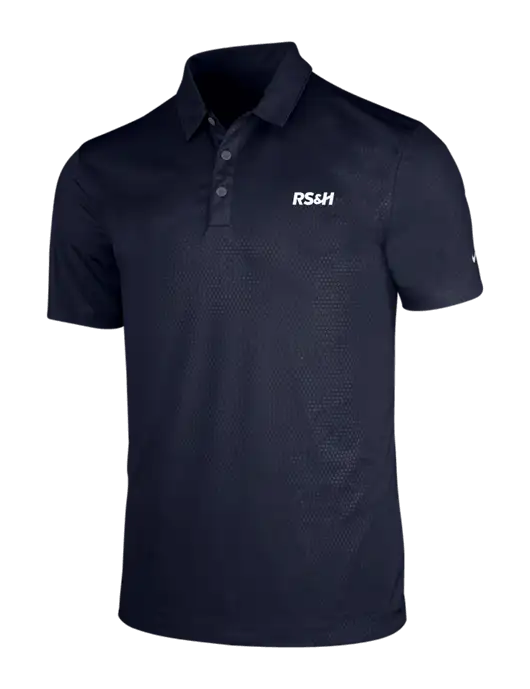 NIKE Dark Navy Dri-Fit Embossed Tri-Blade Polo w/RS&H Logo