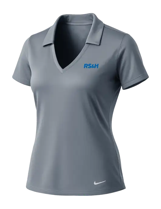 NIKE Medium Grey Womens Dri-Fit Vertical Mesh Polo w/RS&H Logo