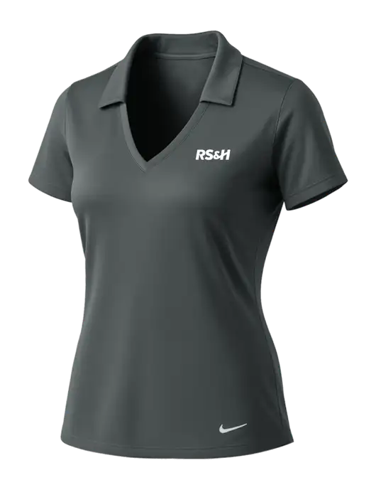 NIKE Dark Grey Womens Dri-Fit Vertical Mesh Polo w/RS&H Logo