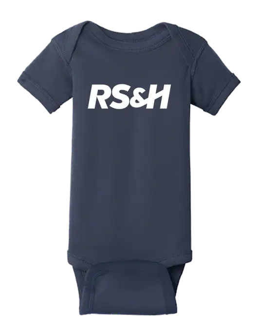 Rabbit Skins Navy Infant Short Sleeve Baby Rib Bodysuit w/RS&H Logo