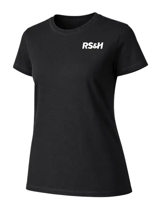 Womens Ring Spun Jet Black 4.5 oz T-Shirt w/RS&H Logo