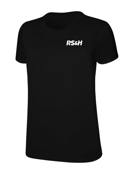Womens Ring Spun Jet Black 4.5 oz T-Shirt w/RS&H Logo