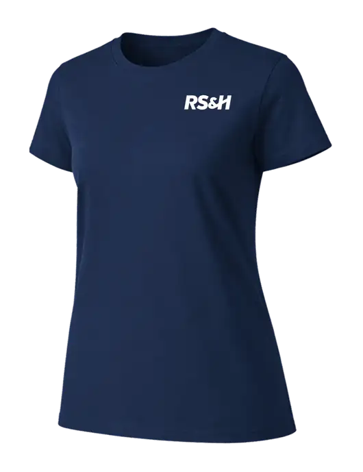 Womens Ring Spun Navy 4.5 oz T-Shirt w/RS&H Logo