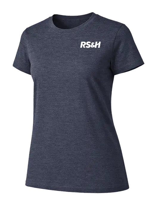 Womens Ring Spun Heather Navy 4.5 oz T-Shirt w/RS&H Logo