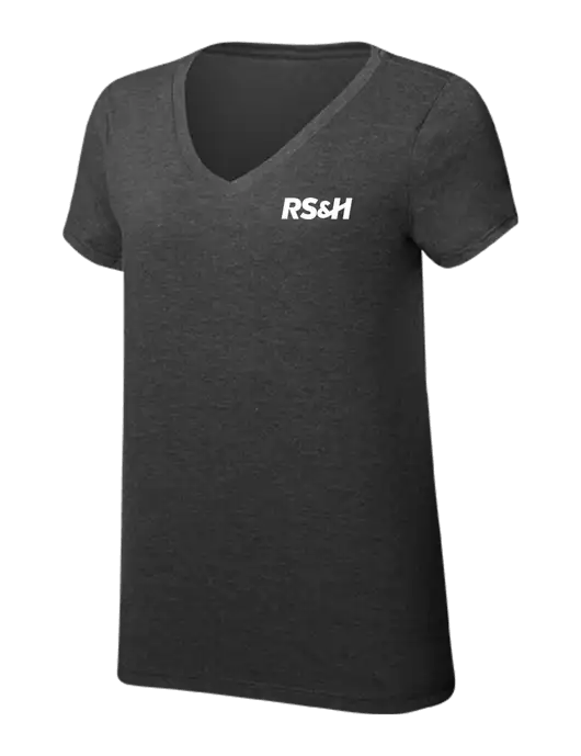 Womens Simply Soft V-Neck Black Frost 4.5oz  Poly/Combed Ring Spun Cotton T-Shirt w/RS&H Logo