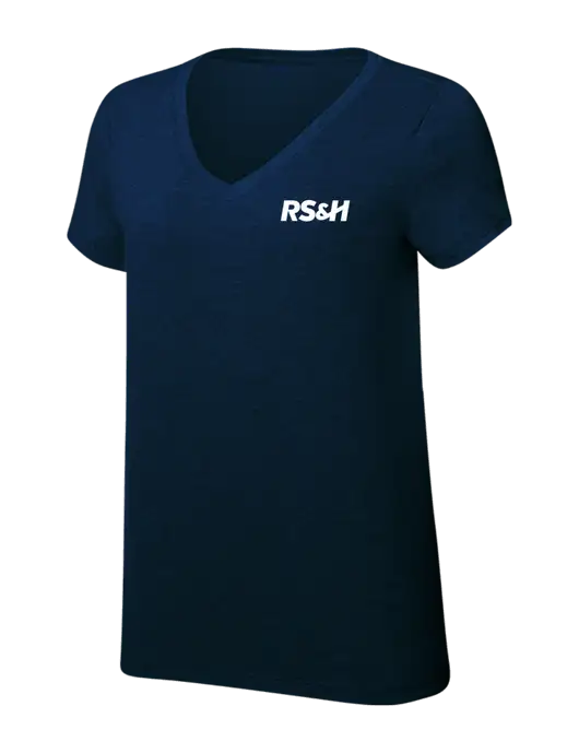 Womens Simply Soft V-Neck New Navy 4.5oz  Poly/Combed Ring Spun Cotton T-Shirt w/RS&H Logo