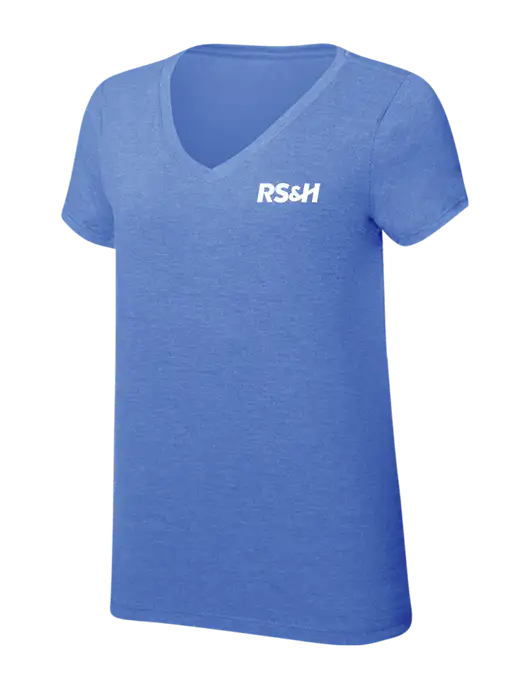 Womens Simply Soft V-Neck Royal Frost 4.5oz  Poly/Combed Ring Spun Cotton T-Shirt w/RS&H Logo