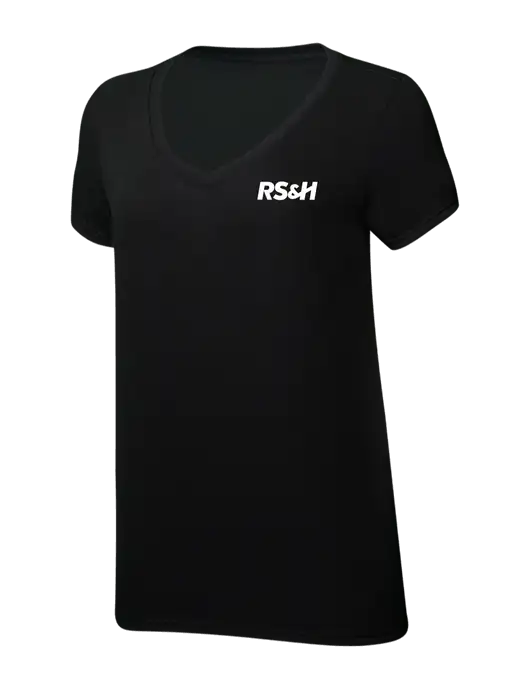 Womens Simply Soft V-Neck Black 4.5oz  Poly/Combed Ring Spun Cotton T-Shirt w/RS&H Logo