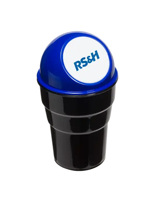 Blue Car Cup Holder Trash Can w/RS&H Logo