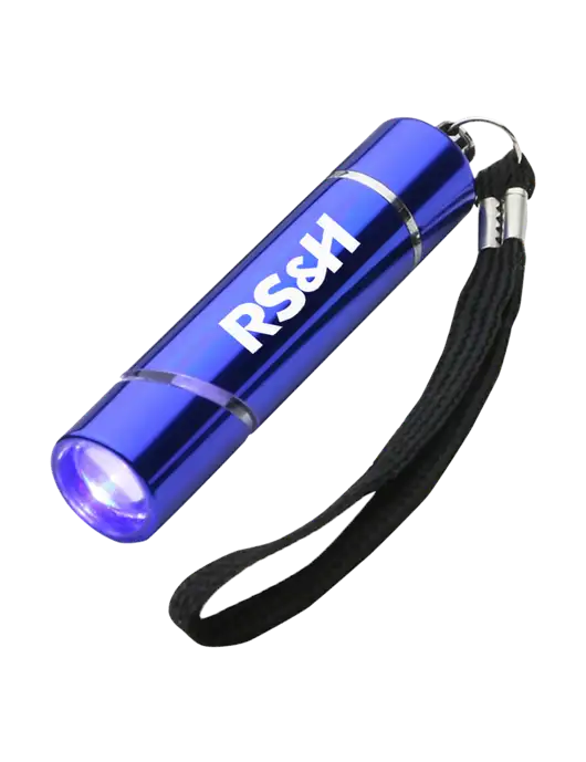 Blue Aluminum Scope LED Flashlight w/RS&H Logo