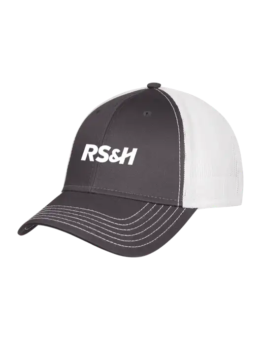 Dark Grey/White Mesh Trucker Cap Snap Back w/RS&H Logo