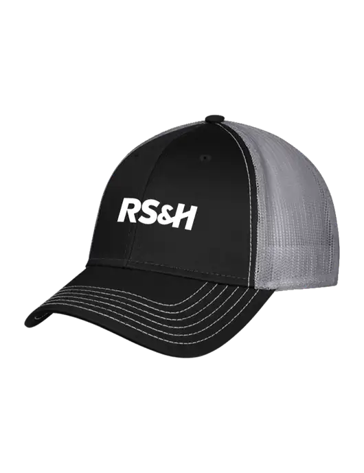 Black/Medium Dark Grey Mesh Trucker Cap Snap Back w/RS&H Logo