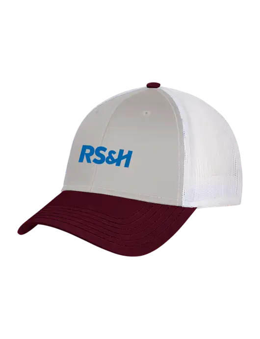 Maroon/Heather Grey/White Mesh Trucker Cap Snap Back w/RS&H Logo