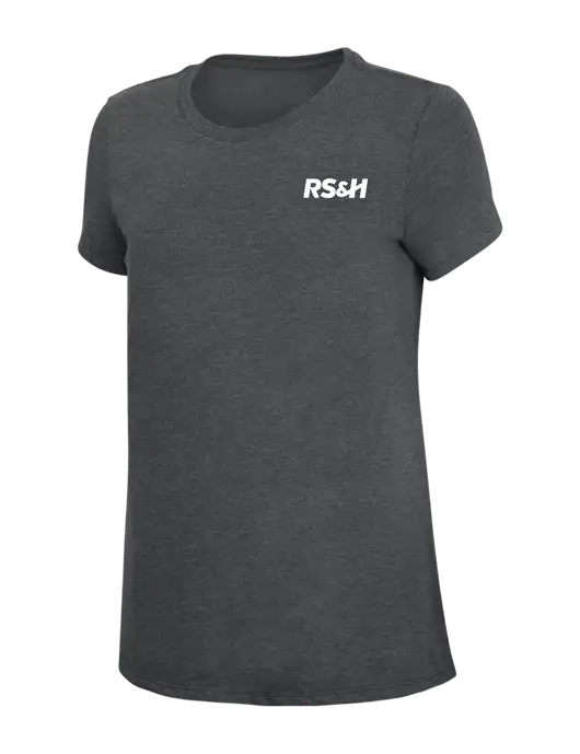 Womens Simply Soft Charcoal 4.5oz Poly/Combed Ring Spun Cotton T-Shirt w/RS&H Logo