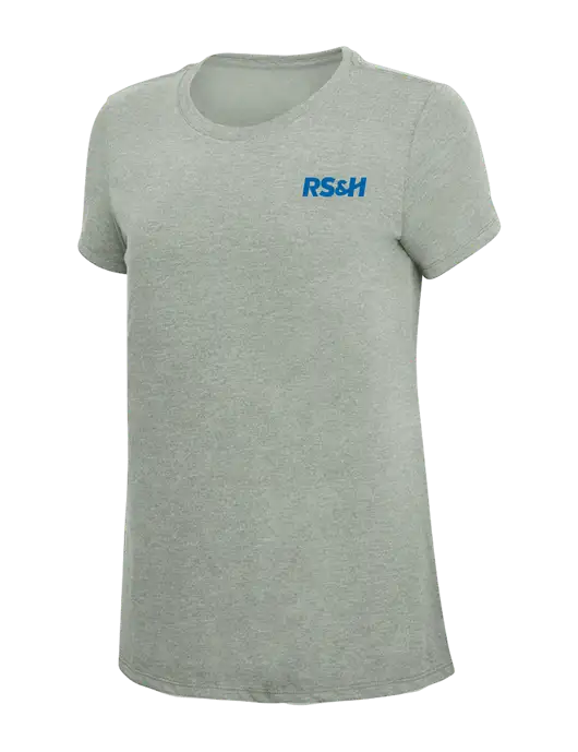 Womens Simply Soft Heathered Light Grey 4.5oz Poly/Combed Ring Spun Cotton T-Shirt w/RS&H Logo