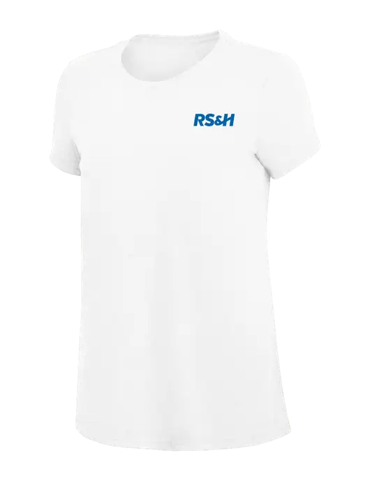 Womens Simply Soft White 4.5oz Poly/Combed Ring Spun Cotton T-Shirt
 w/RS&H Logo