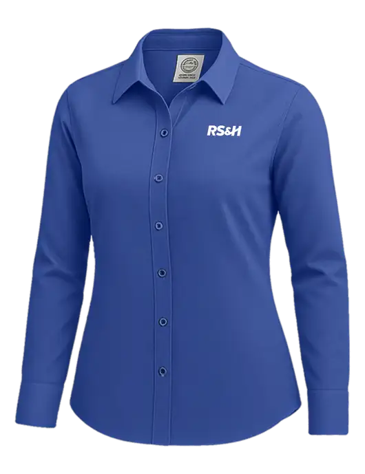Brooks Brothers Womens Royal Blue Wrinkle-Free Stretch Nailhead Shirt w/RS&H Logo