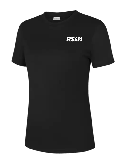  Womens Black PosiCharge Competitor Tee w/RS&H Logo