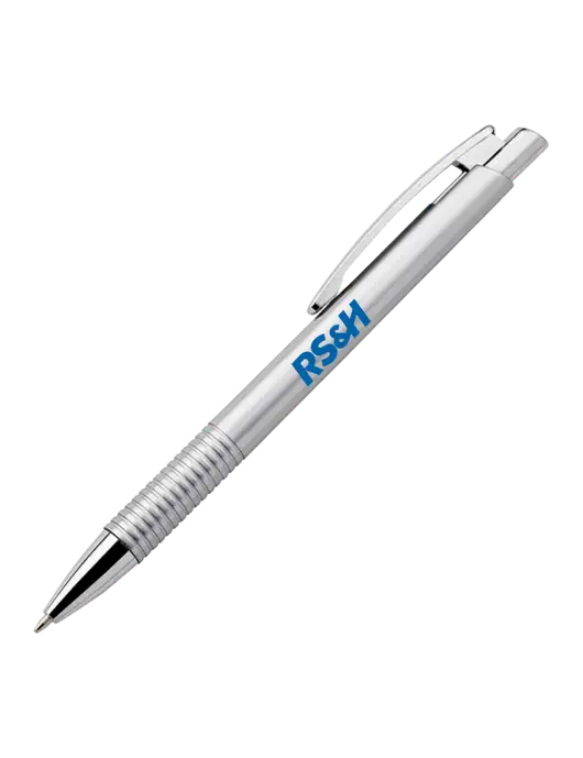 Malay Silver Ballpoint Pen - Blue Ink w/RS&H Logo