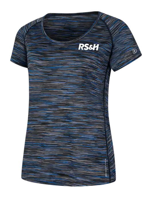 OGIO Womens Black/Royal Space Dye Verge Scoop Neck w/RS&H Logo