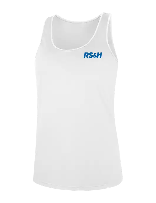 Womens White Perfect Tri Racerback Tank w/RS&H Logo