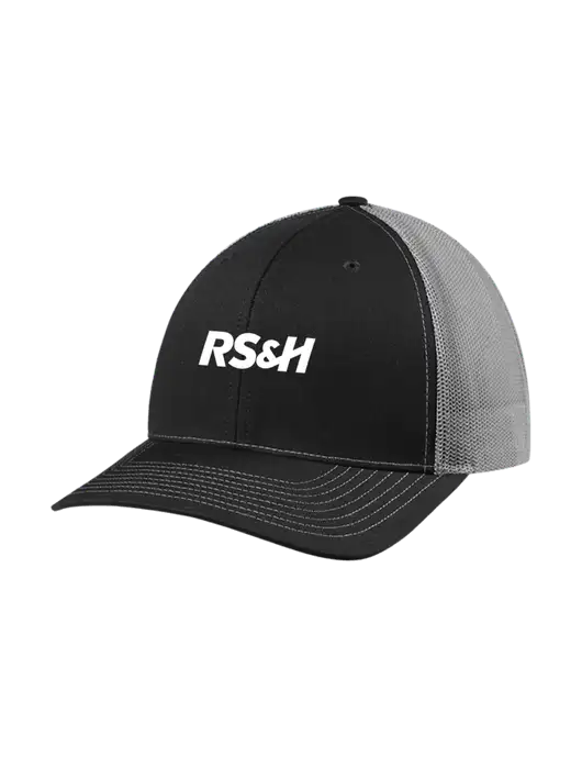 Richardson Adjustable Snapback Original 112 Trucker Cap Black w/Charcoal Mesh w/RS&H Logo