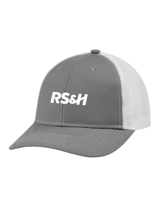 Snapback Ponytail Trucker Cap Light Medium Heather Grey w/White Mesh w/RS&H Logo