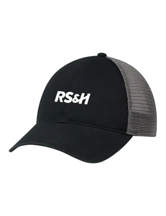 Richardson 111 Garment Washed Trucker Cap Black w/Charcoal Mesh w/RS&H Logo