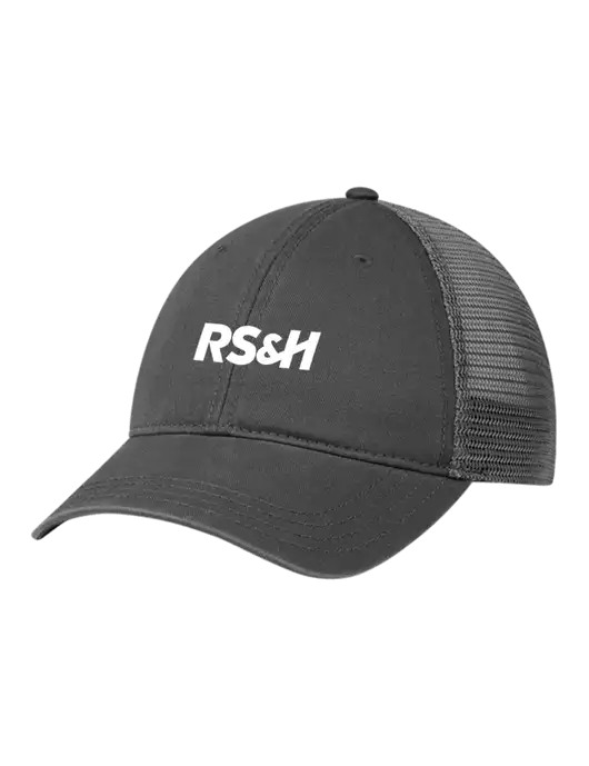 Richardson 111 Garment Washed Trucker Cap Charcoal w/Charcoal Mesh w/RS&H Logo