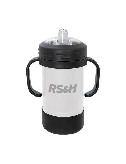 Polar Camel 10 oz Powder Coated White Sippy Cup w/RS&H Logo