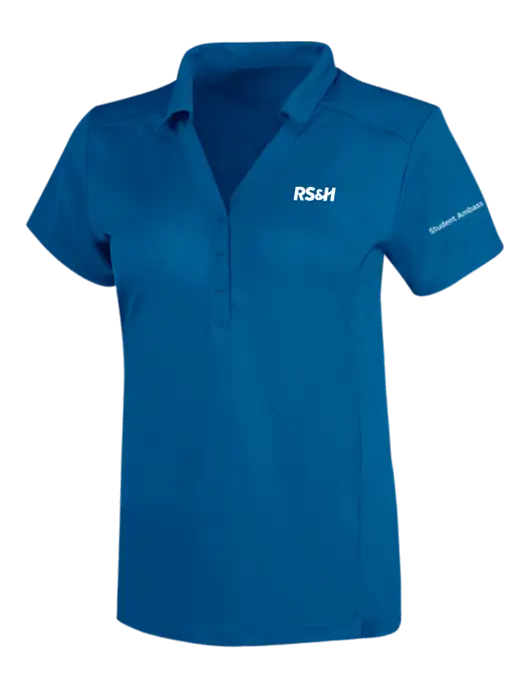 OGIO Royal Blue Womens Framework Polo w/RS&H Logo, RS&H Student Ambassador Logo