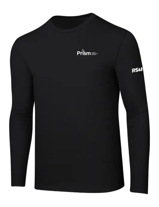 Ring Spun Jet Black 4.5 oz Long Sleeve T-Shirt w/RS&H Prism Logo, RS&H Logo