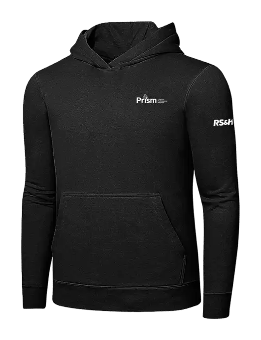 Jet Black 7.8 oz Ring Spun Hooded Sweatshirt w/RS&H Prism Logo, RS&H Logo