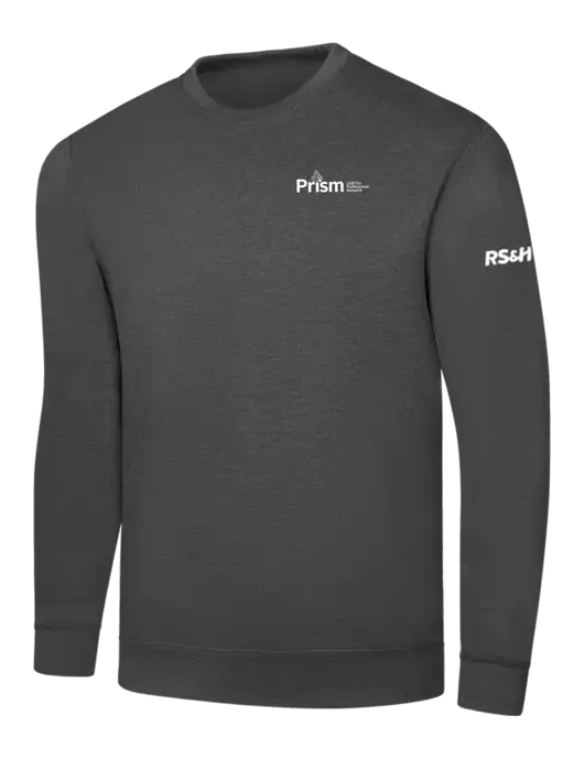Charcoal 7.8 oz Ring Spun Crew Sweatshirt w/RS&H Prism Logo, RS&H Logo