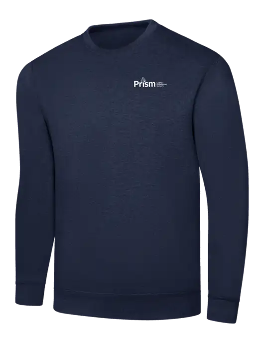 Navy 7.8 oz Ring Spun Crew Sweatshirt w/RS&H Prism Logo