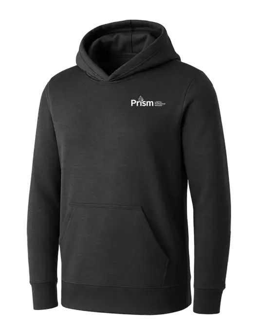 Womens Dark Grey Heather Core Fleece Pullover Hooded Sweatshirt w/RS&H Prism Logo