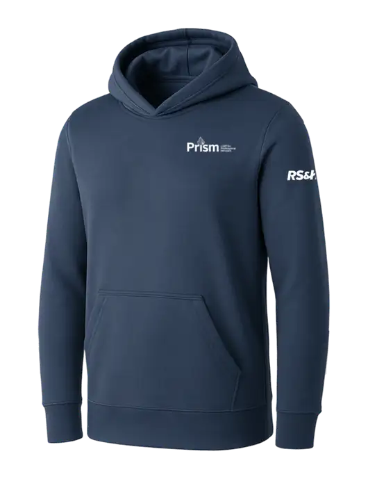 Womens Navy Core Fleece Pullover Hooded Sweatshirt w/RS&H Prism Logo, RS&H Logo