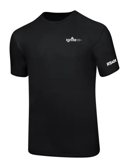 Ring Spun Jet Black 4.5 oz T-Shirt w/RS&H Ignite Logo, RS&H Logo