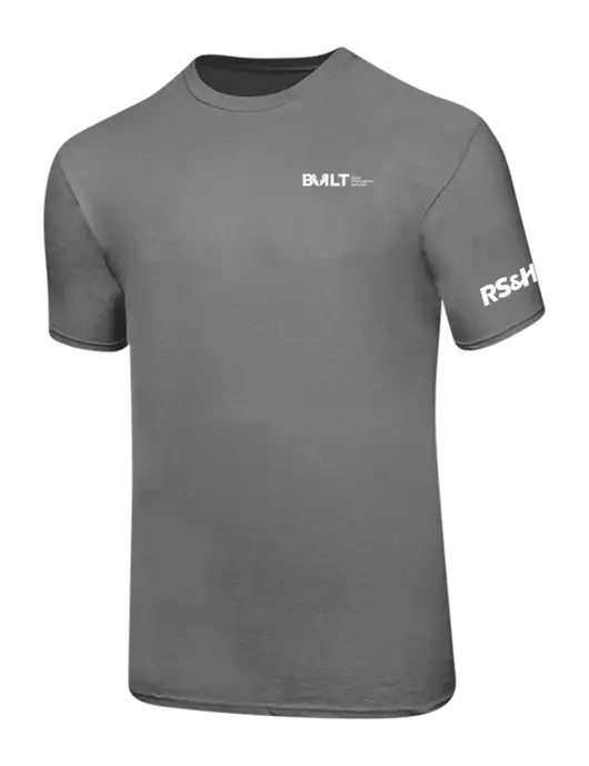 Ring Spun Medium Grey 4.5 oz T-Shirt w/RS&H BUILT Logo, RS&H Logo