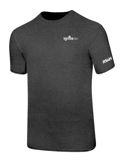 Ring Spun Dark Heather Grey 4.5 oz T-Shirt w/RS&H Ignite Logo, RS&H Logo