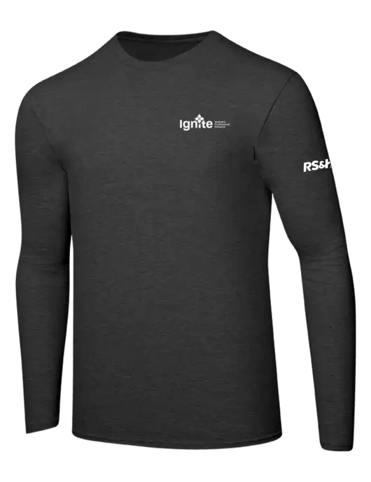 Ring Spun Dark Heather Grey 4.5 oz Long Sleeve T-Shirt w/RS&H Ignite Logo, RS&H Logo