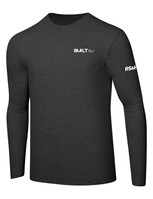 Ring Spun Dark Heather Grey 4.5 oz Long Sleeve T-Shirt w/RS&H BUILT Logo, RS&H Logo